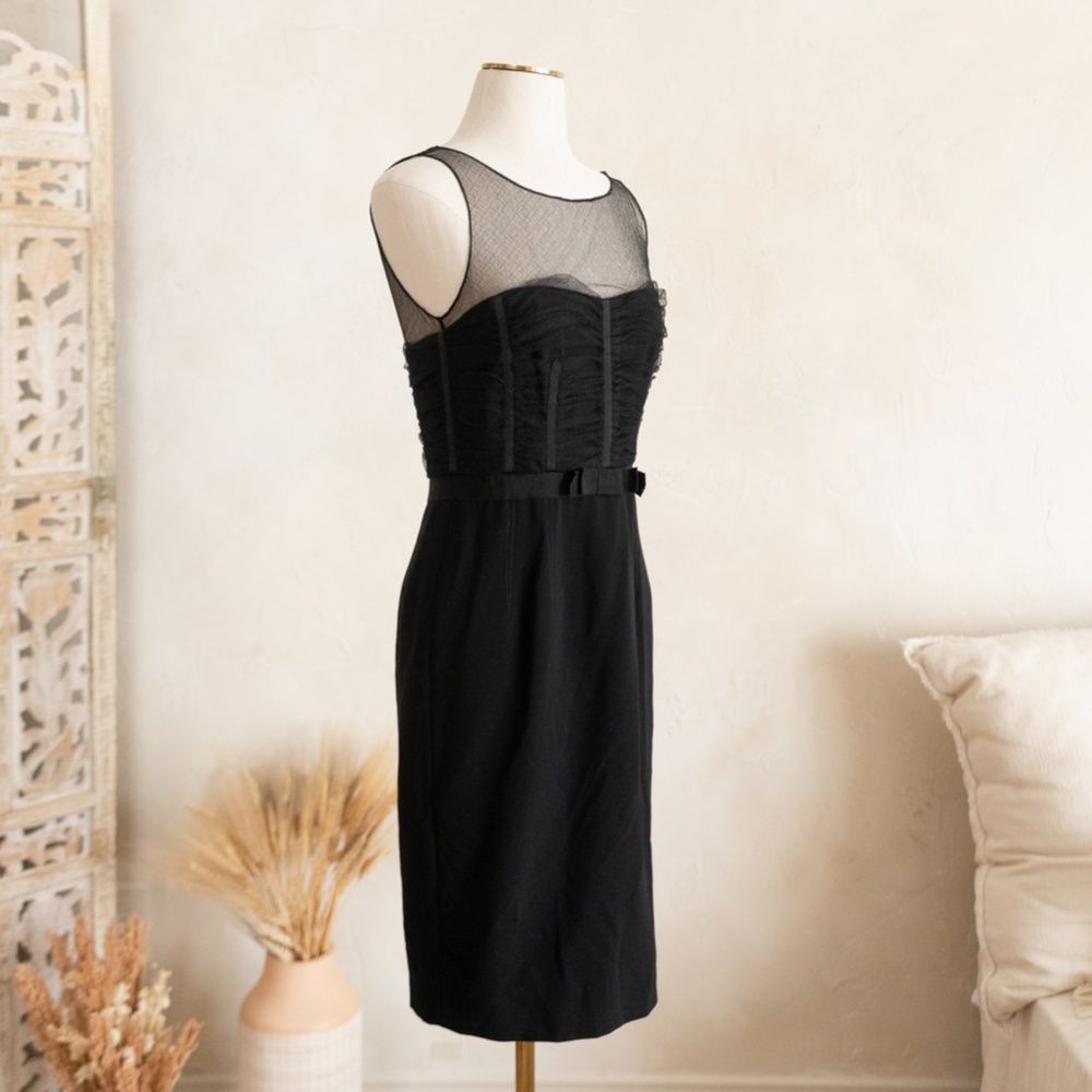 Women’s Georges Rech Synonyme Black Sheer Sweetheart Neck Dress‎ size 38
